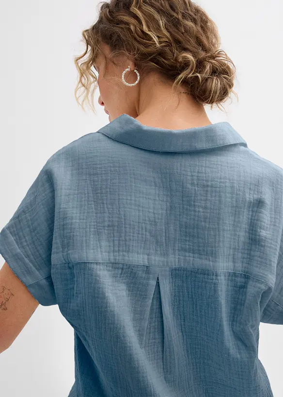 Kort&auml;rmad blus i luftig muslin, bonprix