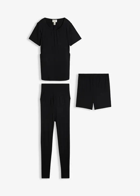 Mammaset med amningstopp, shorts och leggings (3 delar), bonprix