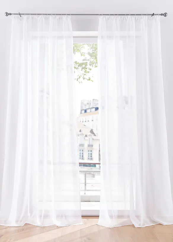 Gardin med l&auml;tt struktur och &aring;tervunnen polyester, &auml;ven extral&aring;ng (1-pack), bonprix