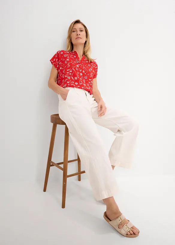 Cropped Wide Leg Jeans High Waist, med bekv&auml;m midja, bonprix