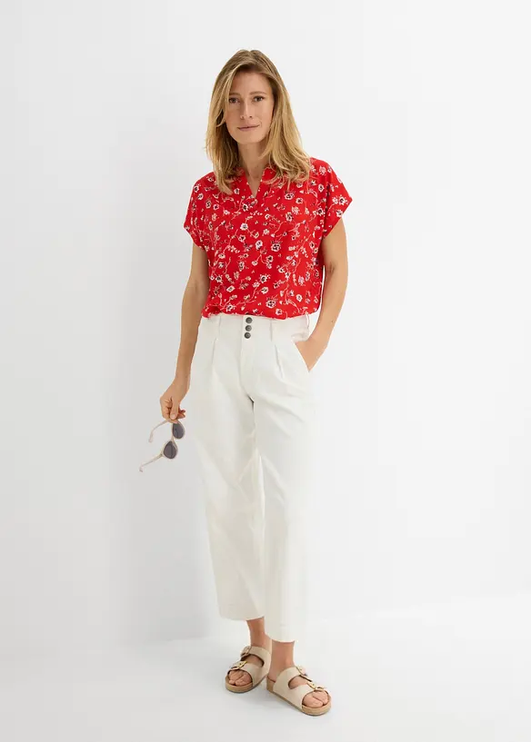 Cropped Wide Leg Jeans High Waist, med bekv&auml;m midja, bonprix