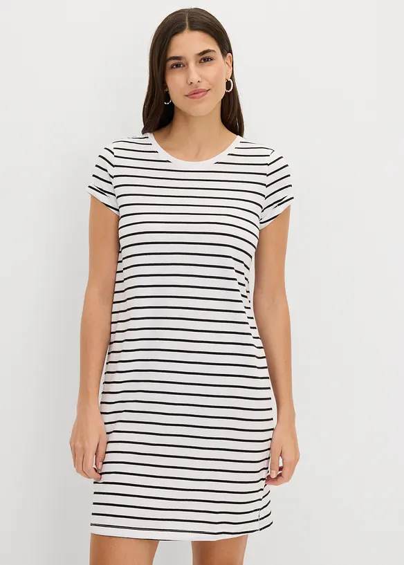 Jerseykl&auml;nning i bomull med sprund i sidorna (2-pack), bonprix