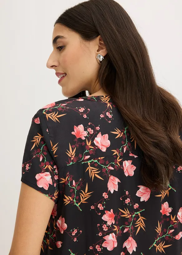 Kort&auml;rmad blus av ren viskos, bonprix