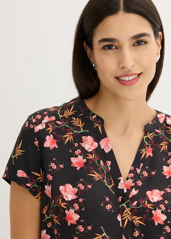 Kort&auml;rmad blus av ren viskos, bonprix