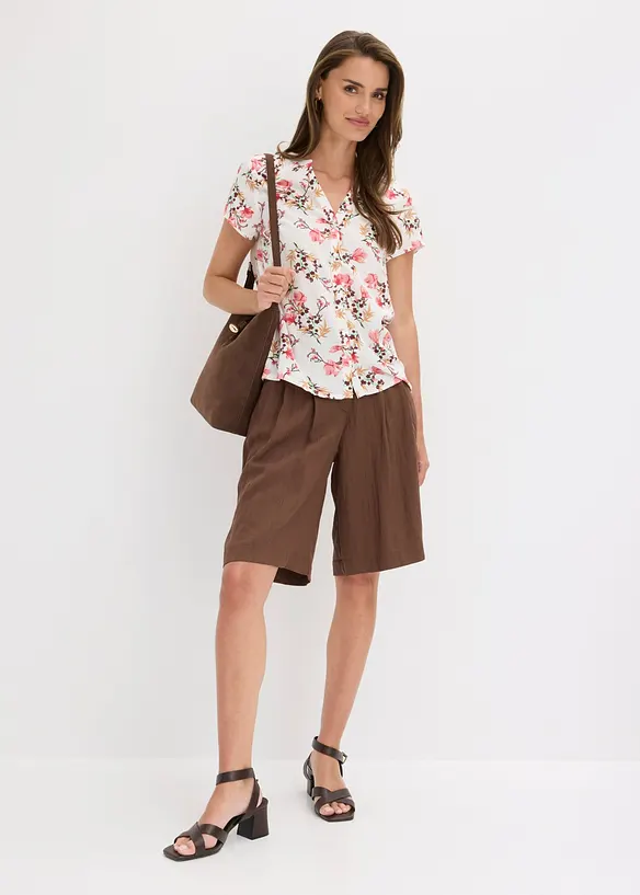 Kort&auml;rmad blus av ren viskos, bonprix