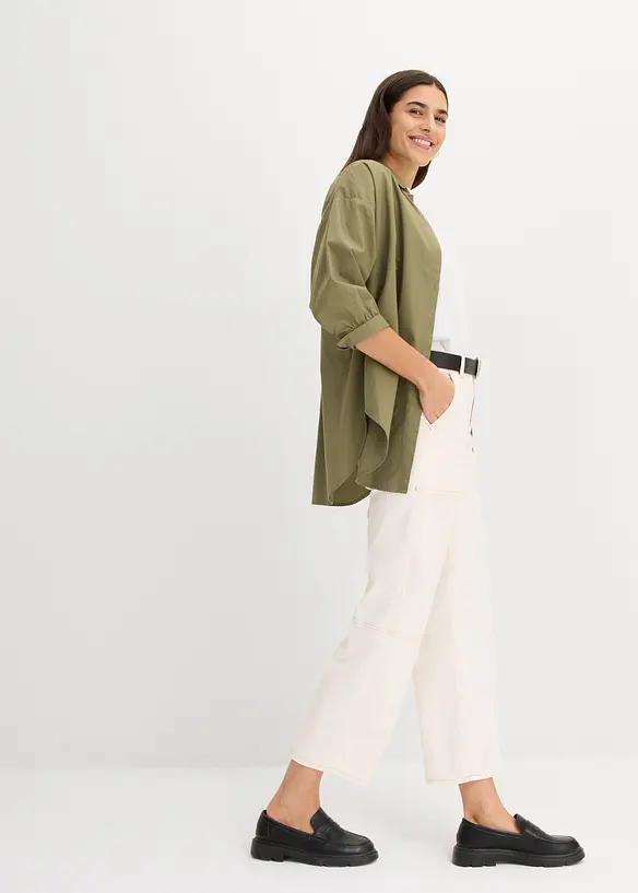 Twillbyxa i kortare modell av bomull med stretch, bonprix