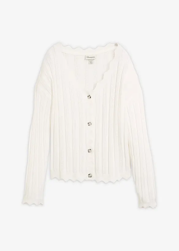 Kort h&aring;lm&ouml;nstrad cardigan, bonprix