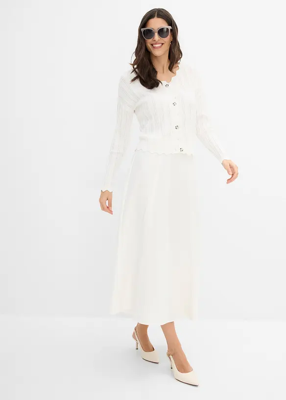 Kort h&aring;lm&ouml;nstrad cardigan, bonprix