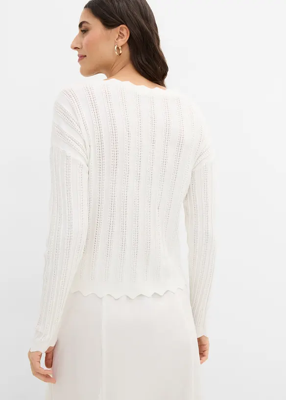 Kort h&aring;lm&ouml;nstrad cardigan, bonprix