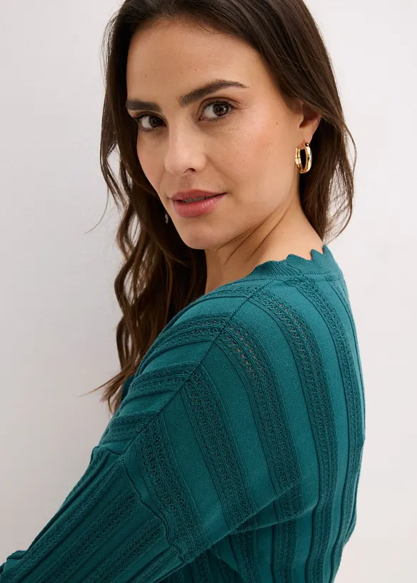 Kort h&aring;lm&ouml;nstrad cardigan, bonprix