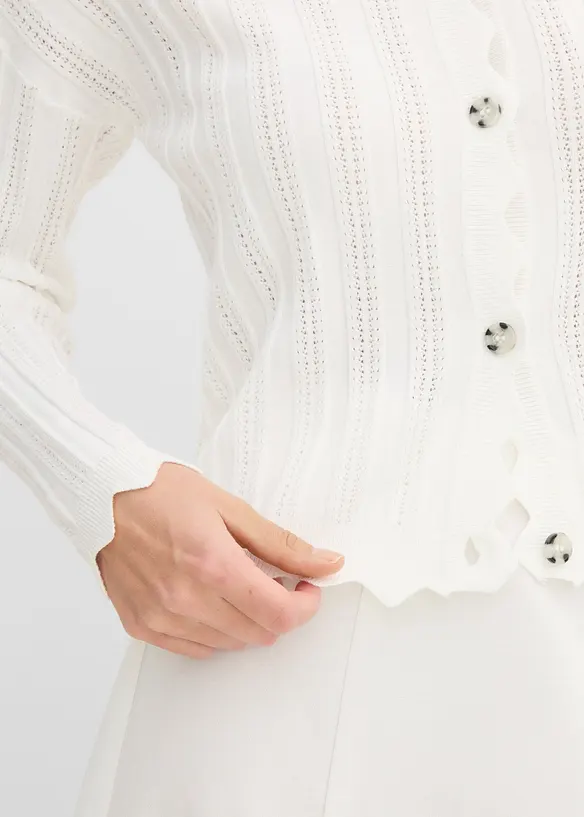 Kort h&aring;lm&ouml;nstrad cardigan, bonprix