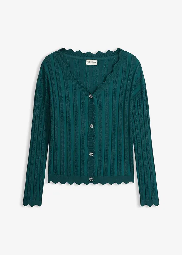 Kort h&aring;lm&ouml;nstrad cardigan, bonprix