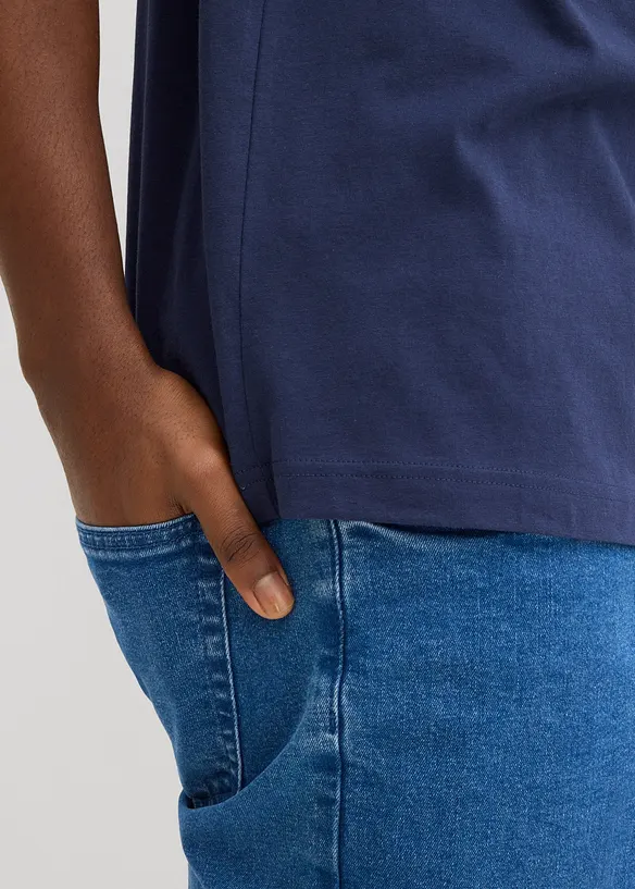 T-shirt i ekologisk bomull med kort knappsl&aring;, bonprix