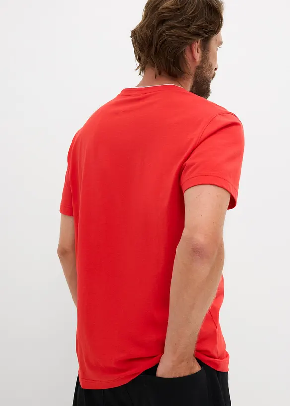 T-shirt i ekologisk bomull med kort knappsl&aring;, bonprix