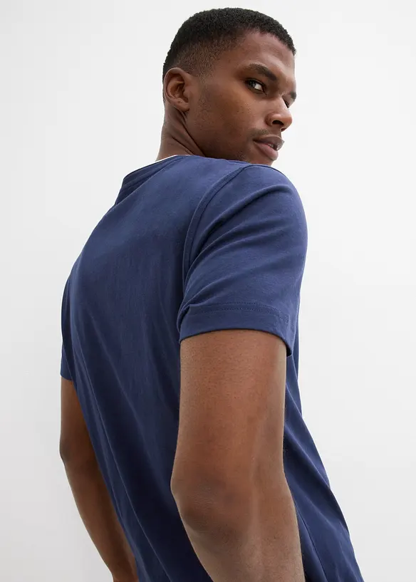 T-shirt i ekologisk bomull med kort knappsl&aring;, bonprix