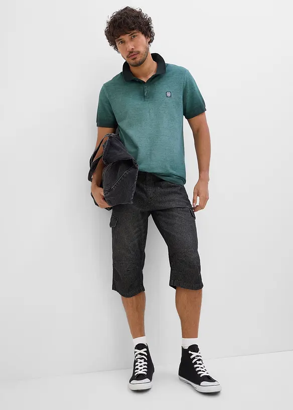 L&aring;nga jeansshorts i cargomodell av tunt material, Relaxed Fit, bonprix