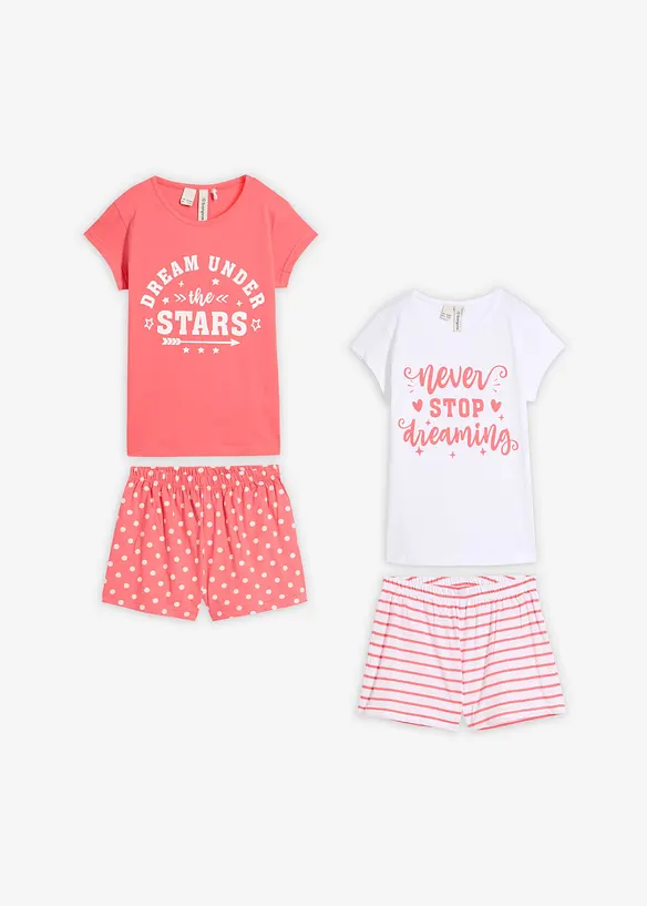 Pyjamas med shorts och korta &auml;rmar (4 delar), bonprix