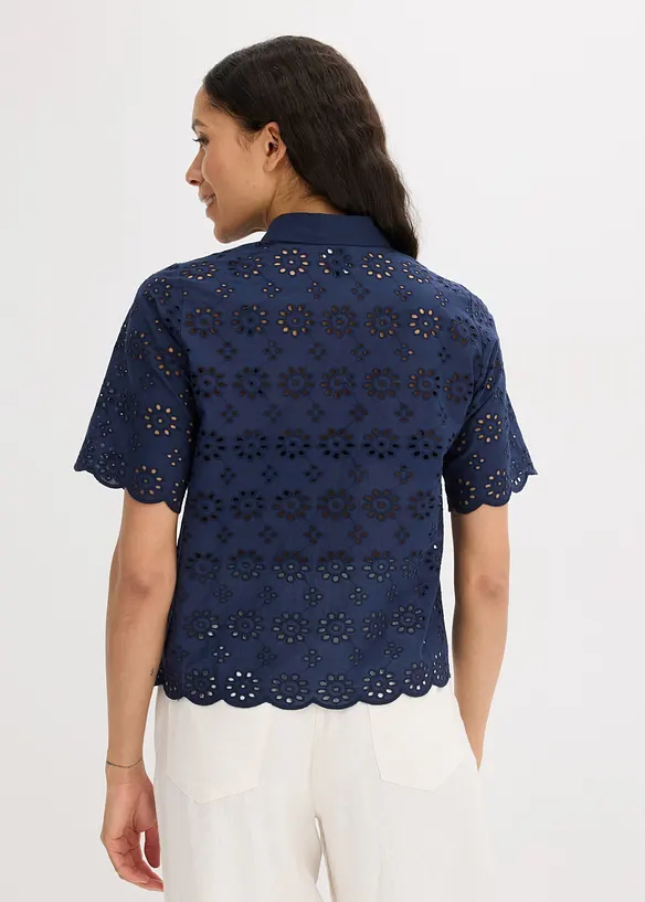 Kort&auml;rmad blus i bomull, bonprix