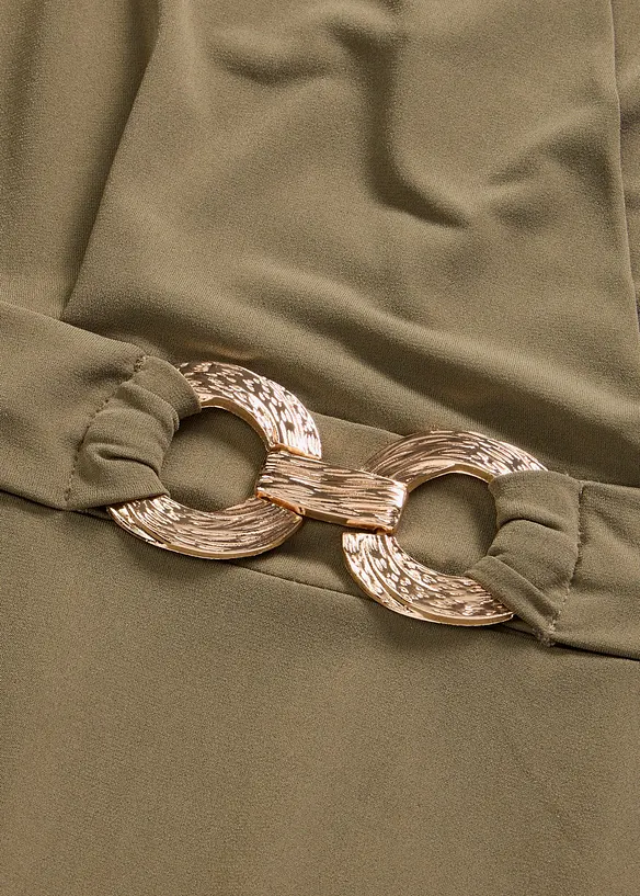 Jerseykl&auml;nning med prydnadssp&auml;nne, bonprix