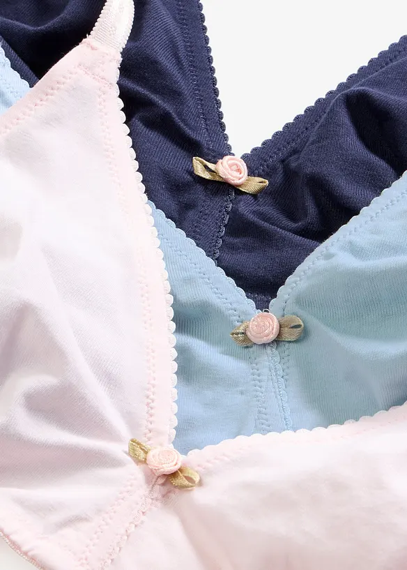 BH utan bygel (3-pack), ekologisk bomull, bonprix