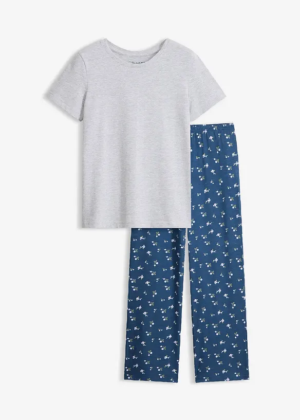 Pyjamas med figurn&auml;ra &ouml;verdel, kort&auml;rmad, bonprix