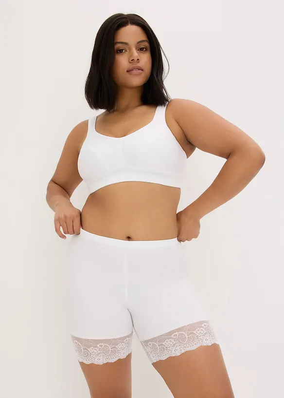 Cykelbyxa i svalkande polyamid och "anti skav"-ben i spets, bonprix