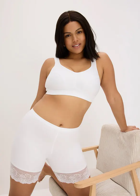 Cykelbyxa i svalkande polyamid och "anti skav"-ben i spets, bonprix