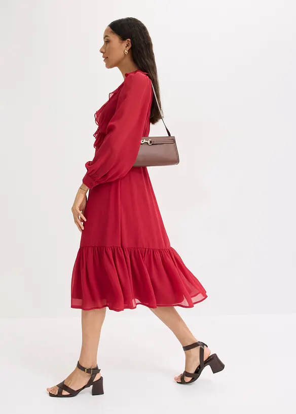 Chiffongkl&auml;nning med spets och volanger, bonprix