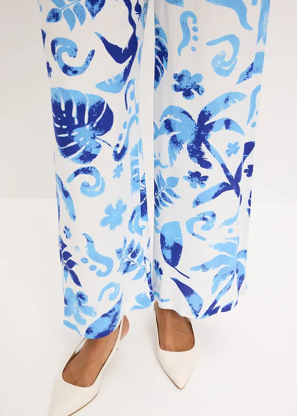 Vid byxa i viskos med struktur, bonprix