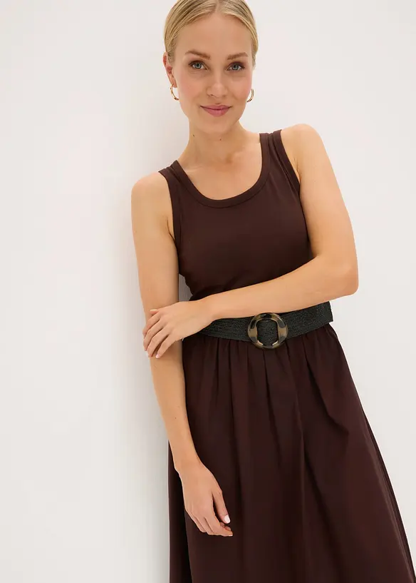 Jerseykl&auml;nning i materialmix, bonprix