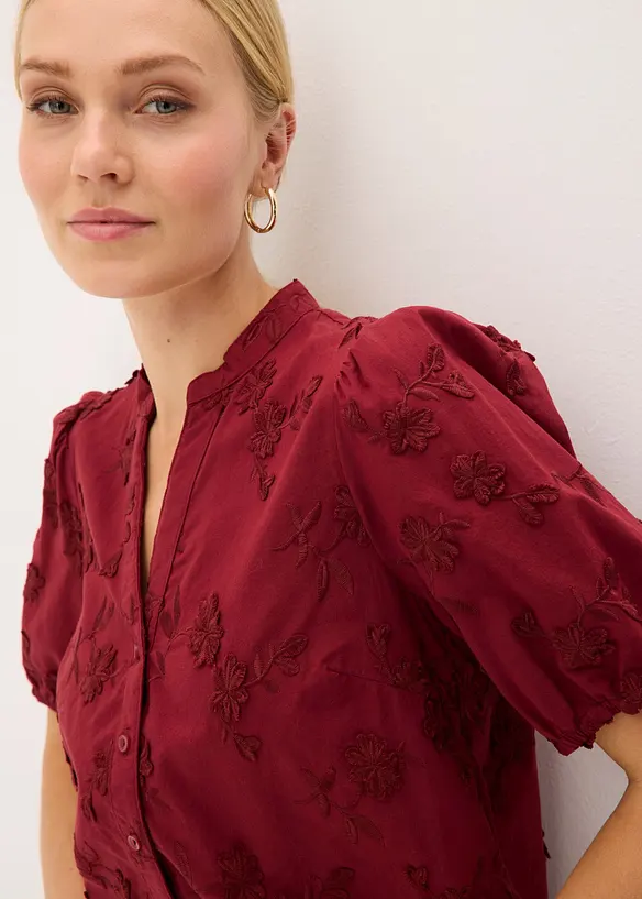 Kort&auml;rmad blus i ren bomull, bonprix