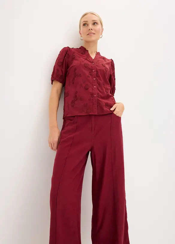 Kort&auml;rmad blus i ren bomull, bonprix