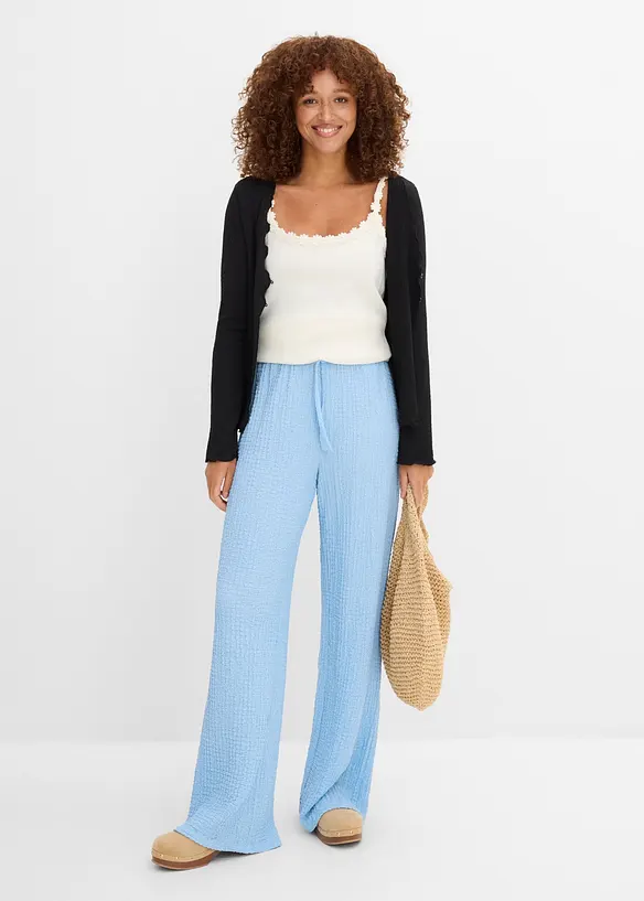 Vid byxa av kr&auml;pp med struktur, bonprix