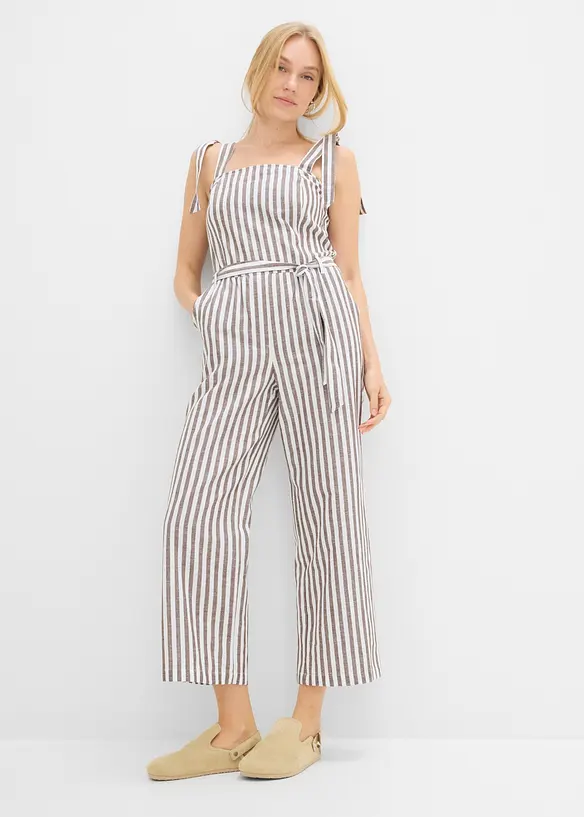 Jumpsuit i mix av bomull och lin, bonprix