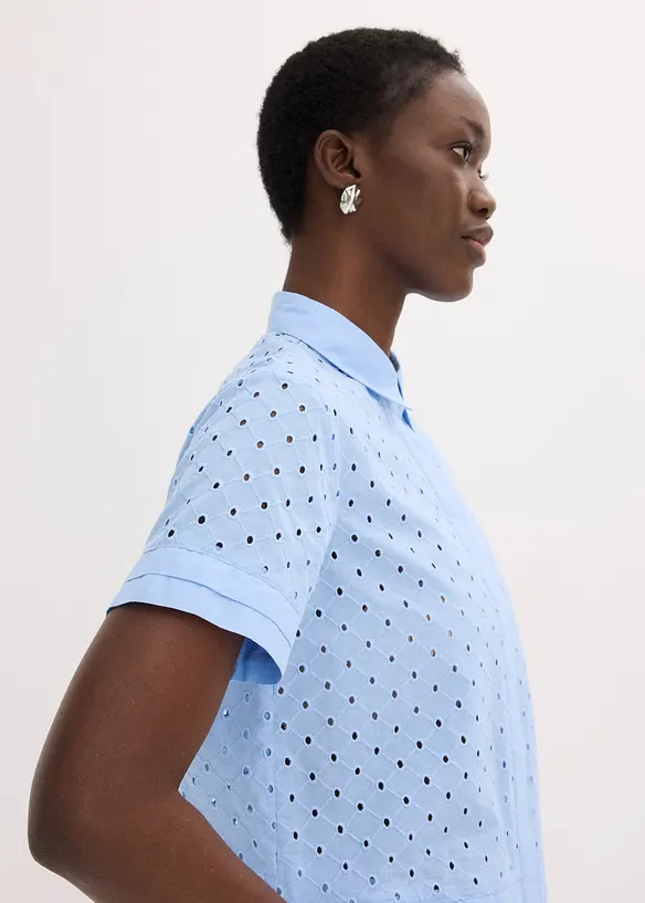 Blus med h&aring;lbroderi, bonprix