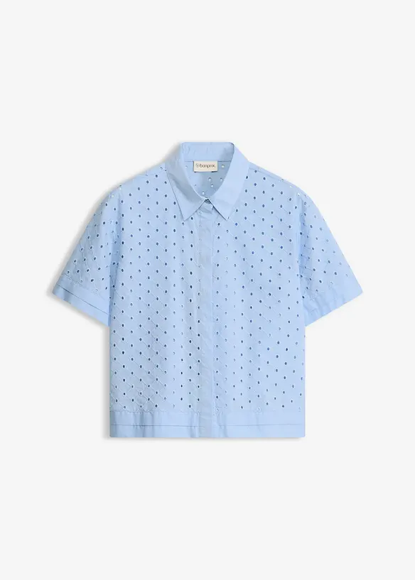 Blus med h&aring;lbroderi, bonprix
