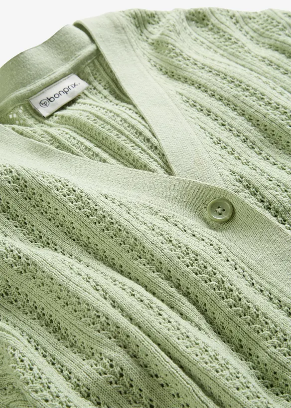 H&aring;lm&ouml;nstrad cardigan med linneandel, bonprix