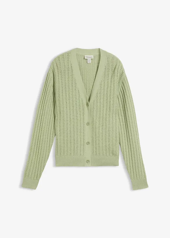 H&aring;lm&ouml;nstrad cardigan med linneandel, bonprix