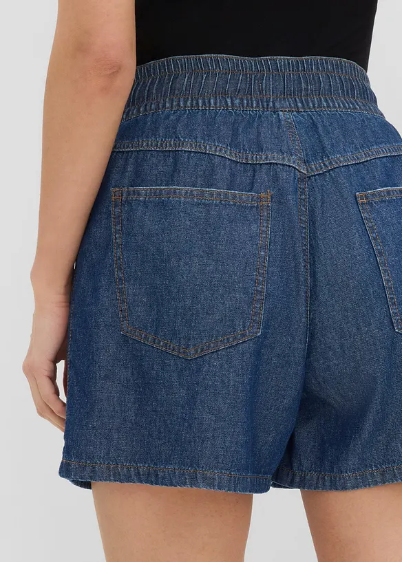 Jeansshorts med res&aring;rlinning och High Waist, bonprix