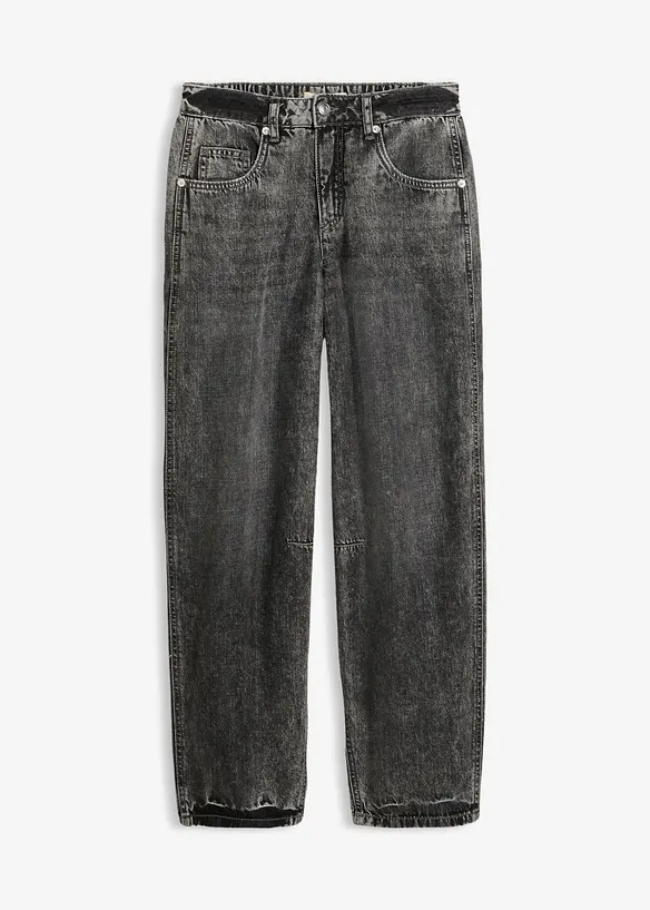 Jeans med medelh&ouml;g midja och kortare ben, Super Soft, bonprix