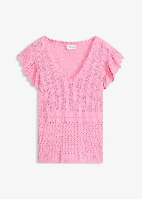 Stickad topp av mjuk viskosmix, bonprix