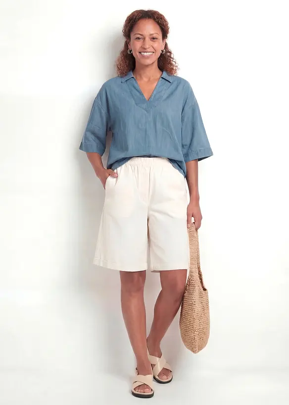 Papertouch-shorts av bomull, bonprix