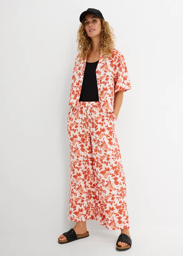 Culottebyxa i b&ouml;ljande viskosmix, bonprix