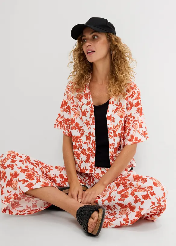 Culottebyxa i b&ouml;ljande viskosmix, bonprix