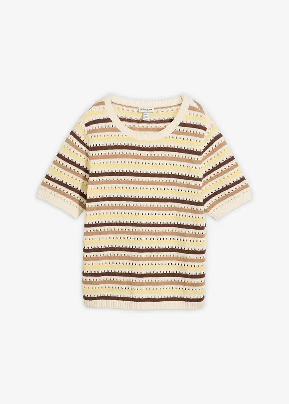 Stickad topp med h&aring;lm&ouml;nster, bonprix