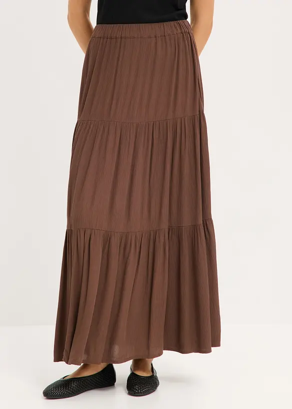 Maxikjol med v&aring;der i viskos med struktur, bonprix