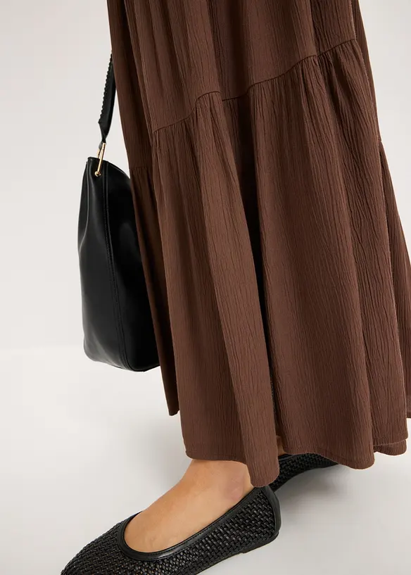 Maxikjol med v&aring;der i viskos med struktur, bonprix