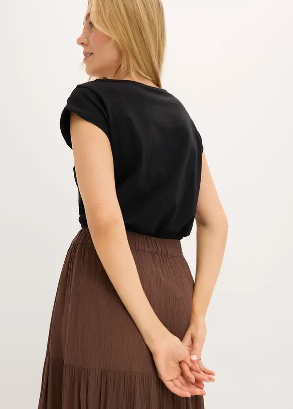 Maxikjol med v&aring;der i viskos med struktur, bonprix