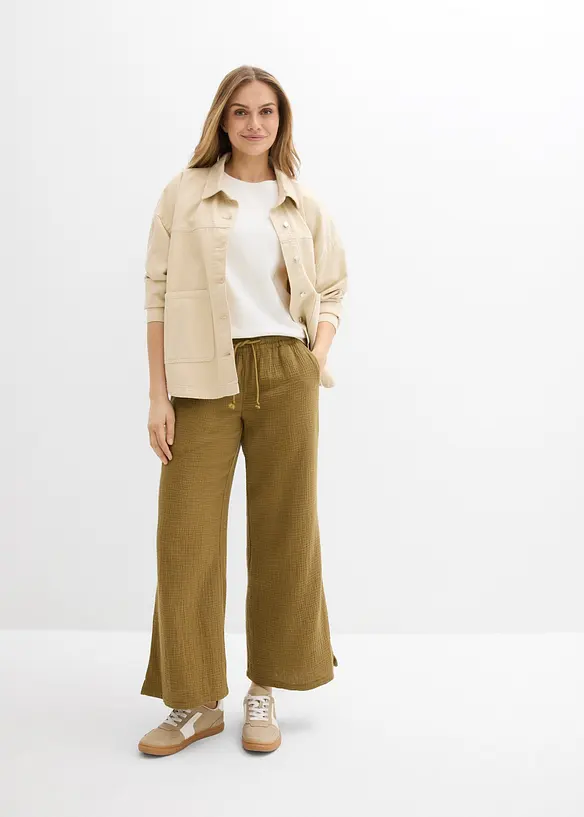 Palazzobyxa i luftig muslin, bonprix