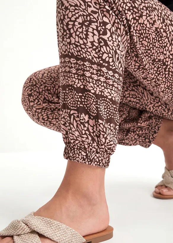 Vid dra p&aring;-byxa i viskos med mjukt fall, bonprix